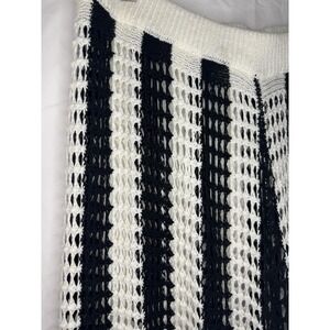 Crochet Black & White Stripes Beach / Pool Pant Sz L festival gypsy boho